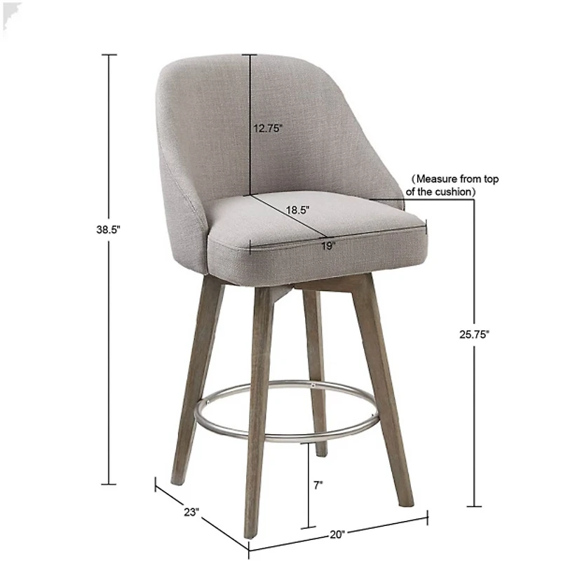 Gray Upholstered Pearce Swivel Counter Stool