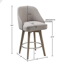 Gray Upholstered Pearce Swivel Counter Stool