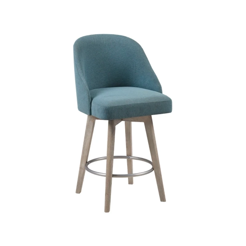 Teal Blue Upholstered Pearce Swivel Counter Stool