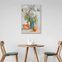 Hydrangea and Cantalope Framed Canvas Art Print