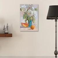 Hydrangea and Cantalope Framed Canvas Art Print