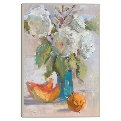 Hydrangea and Cantalope Framed Canvas Art Print