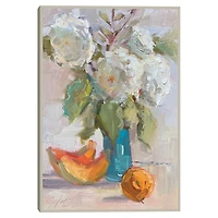 Hydrangea and Cantalope Framed Canvas Art Print