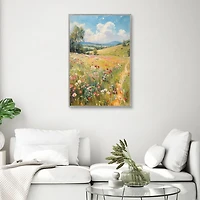 A Walk Through Flowers Framed Canvas Art Print