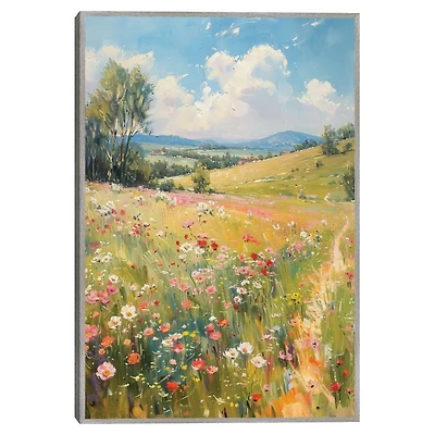 A Walk Through Flowers Framed Canvas Art Print