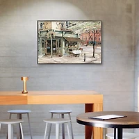 Neighborhood Cafe Framed Canvas Art Print