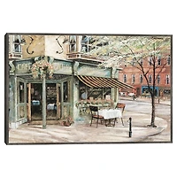 Neighborhood Cafe Framed Canvas Art Print