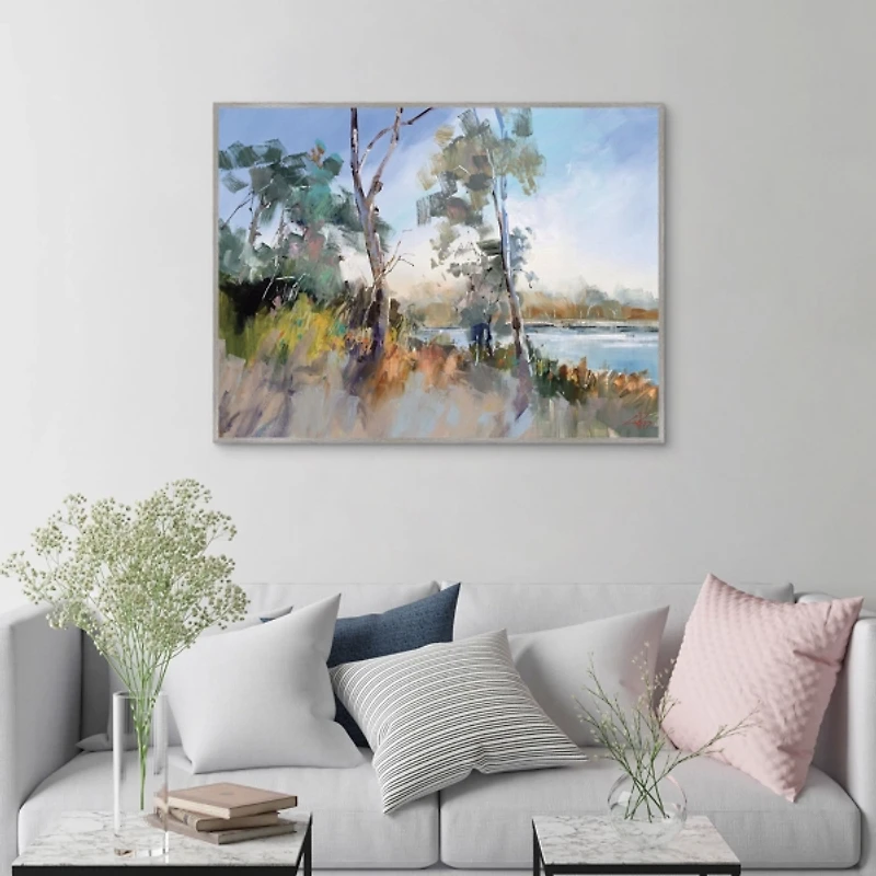 Around the Lake Framed Canvas Art Print