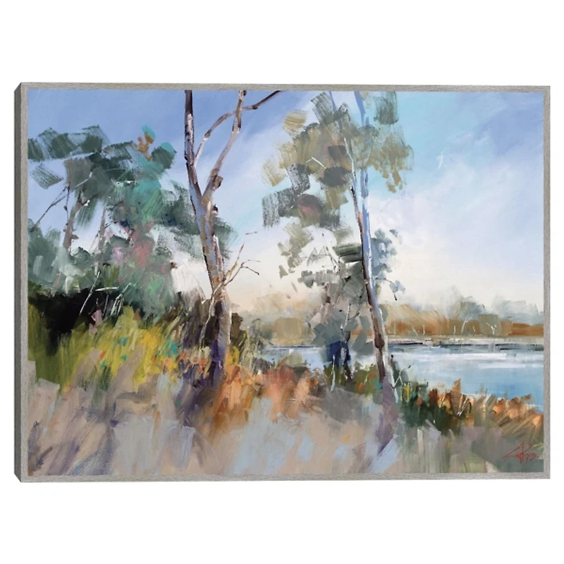 Around the Lake Framed Canvas Art Print