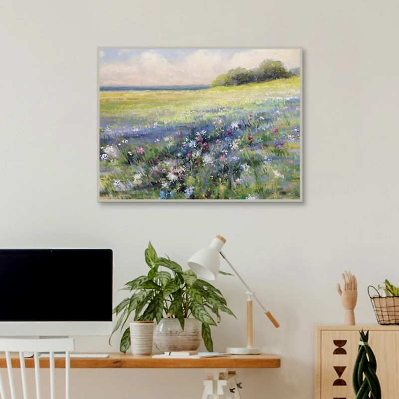 Floral by the Sea Framed Canvas Art Print