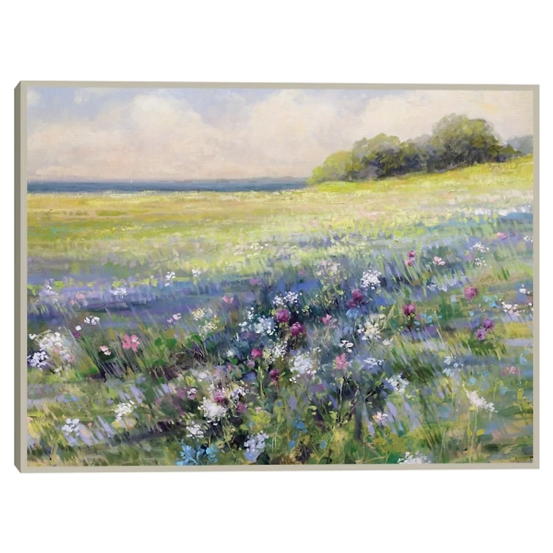 Floral by the Sea Framed Canvas Art Print