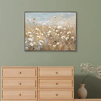 White Flower Field Framed Canvas Art Print