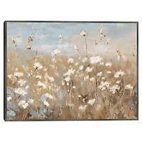 White Flower Field Framed Canvas Art Print