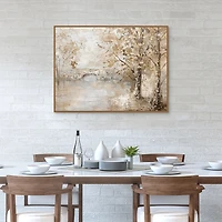 Bridge in the Woods Framed Canvas Art Print