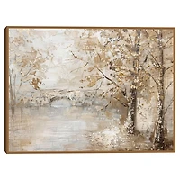 Bridge in the Woods Framed Canvas Art Print