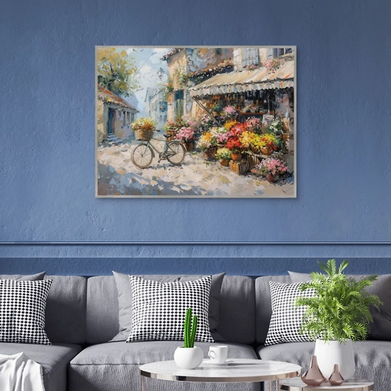Flower Market Framed Canvas Art Print