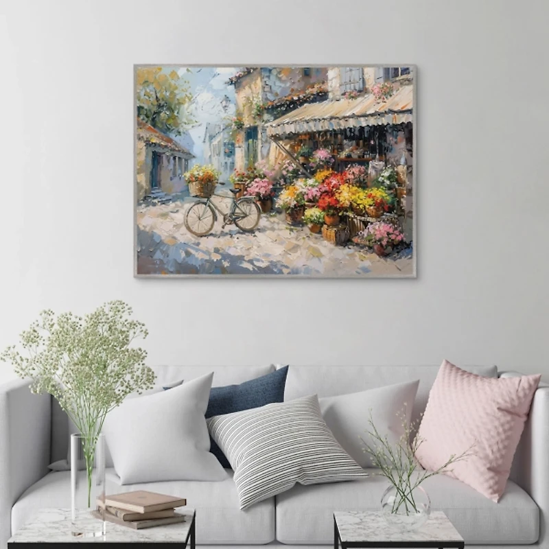 Flower Market Framed Canvas Art Print