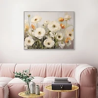 White Ranunculus Flowers Framed Canvas Art Print