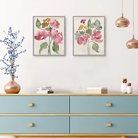 Pink Bouquets Framed Art Prints, Set of 2