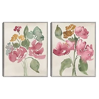 Pink Bouquets Framed Art Prints, Set of 2
