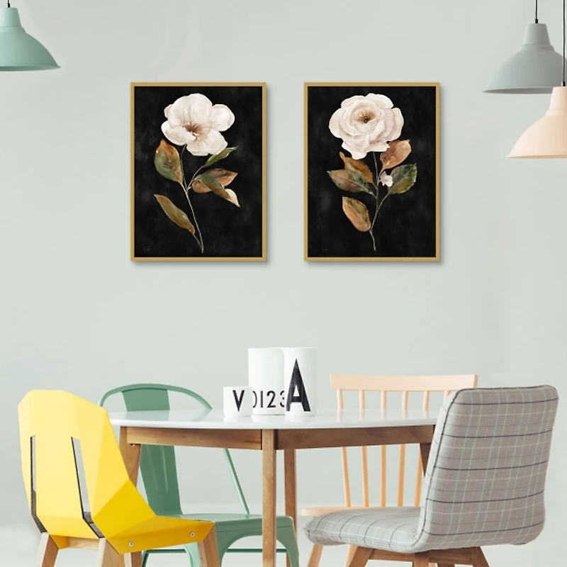 White Roses Framed Art Prints, Set of 2