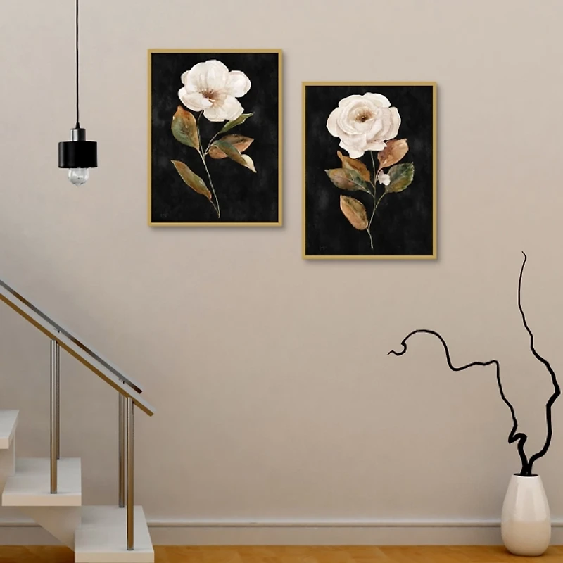 White Roses Framed Art Prints, Set of 2