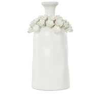 White Ceramic Floral Vase, 12 in.