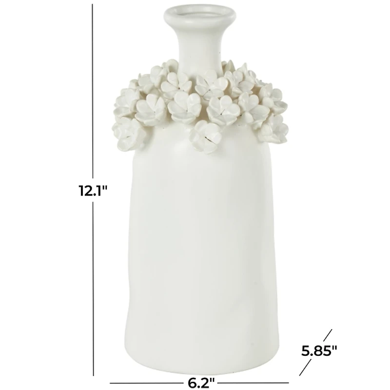 White Ceramic Floral Vase, 12 in.
