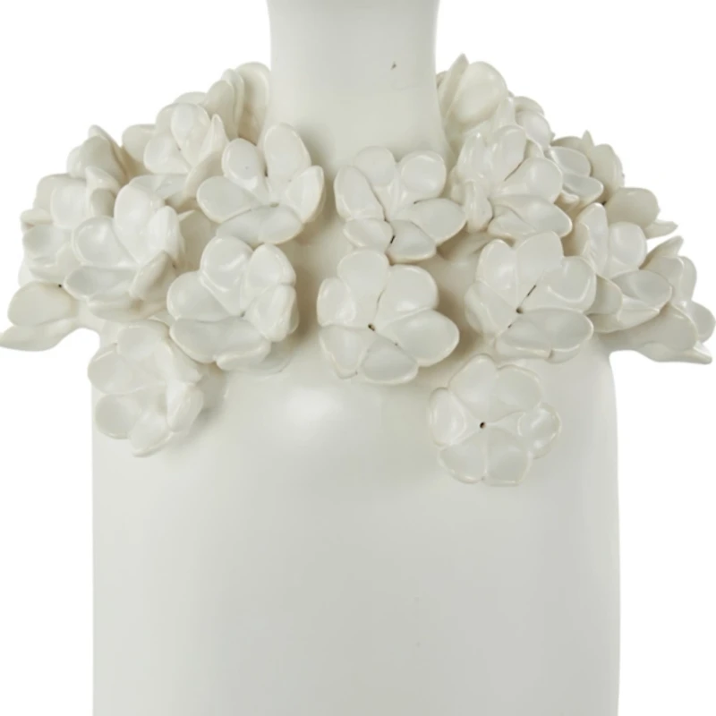 White Ceramic Floral Vase, 12 in.
