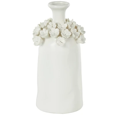 White Ceramic Floral Vase, 12 in.