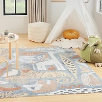 Safari Animals Kids Washable Area Rug, 5x7