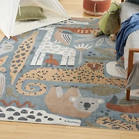 Safari Animals Kids Washable Area Rug, 7x10