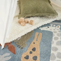 Safari Animals Kids Washable Area Rug, 7x10