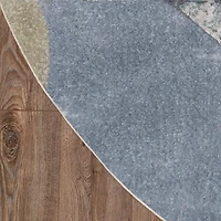 Gray Rocketship Kids Round Washable Area Rug