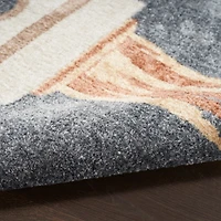 Gray Rocketship Kids Round Washable Area Rug