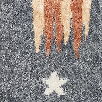 Gray Rocketship Kids Round Washable Area Rug