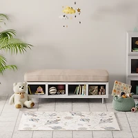 Ivory Rocketship Kids Round Washable Area Rug, 4x5