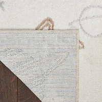 Ivory Rocketship Kids Round Washable Area Rug, 4x5