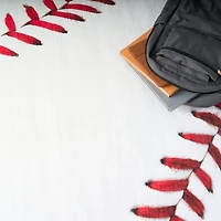 Round Baseball Kids Washable Area Rug