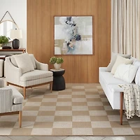 Jute Square Pattern Washable Area Rug