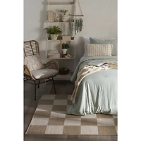 Jute Square Pattern Washable Area Rug