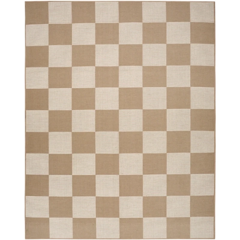 Jute Square Pattern Washable Area Rug