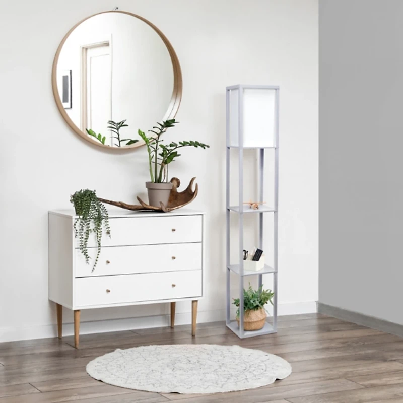 Gray Creekwood 3-Tier Shelf Floor Lamp