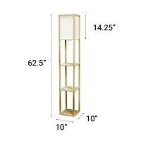 Tan Creekwood 3-Tier Shelf Floor Lamp