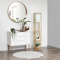 Tan Creekwood 3-Tier Shelf Floor Lamp