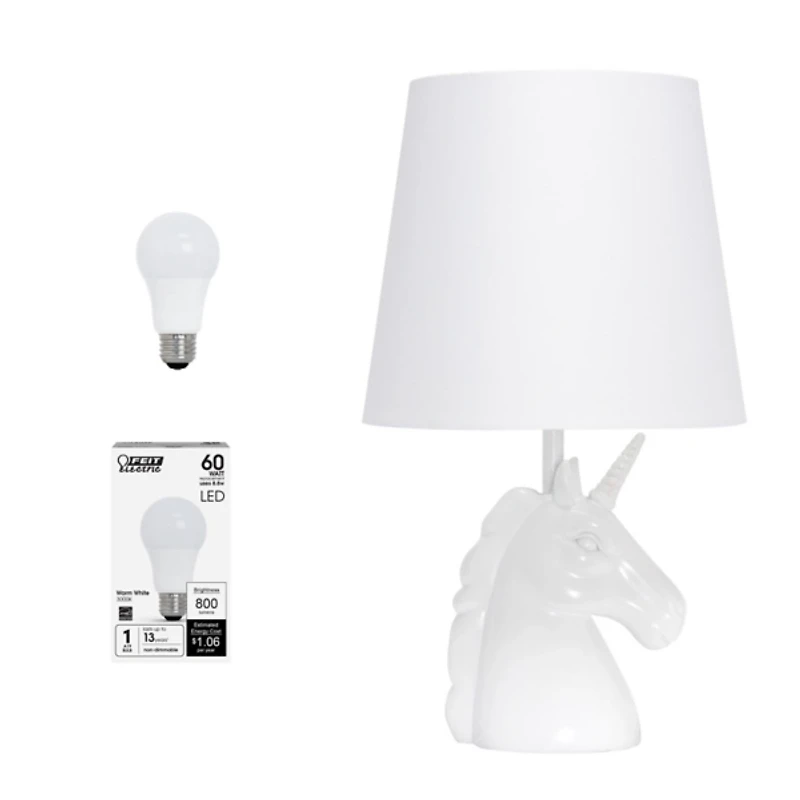 Iridescent Glitter Unicorn Kids Table Lamp