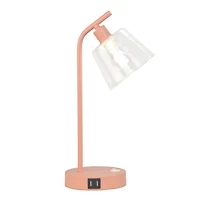 Metal Charging Task Lamp with Glass Shade