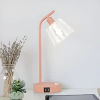 Metal Charging Task Lamp with Glass Shade