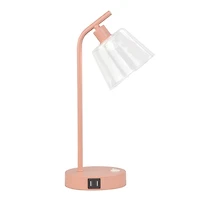 Metal Charging Task Lamp with Glass Shade