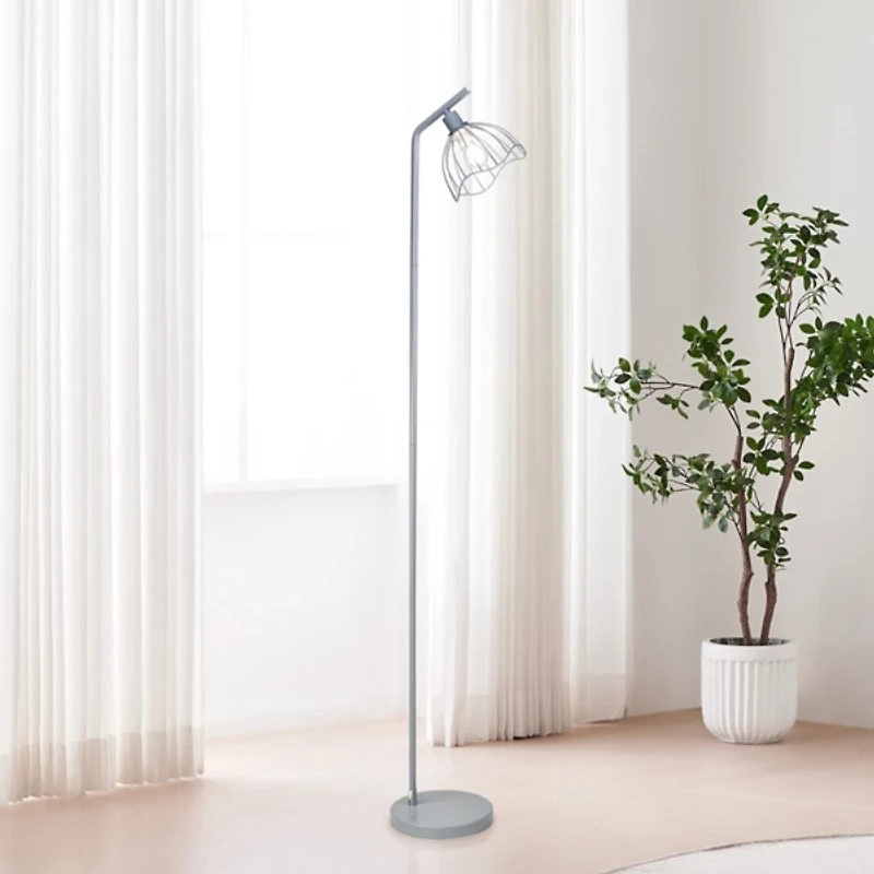 Metal Wavy Wire Cage Floor Lamp